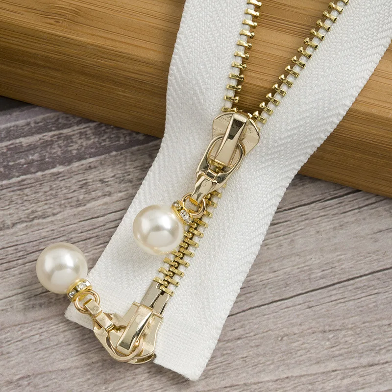 whitegold120cm 1 шт. 85 см 120 см 5# жемчужная металлическая молния экологически чистое открытое пальто куртки застежки-молнии для шитья одежды молнии DIY ремесло KY969 - Цвет: whitegold120cm