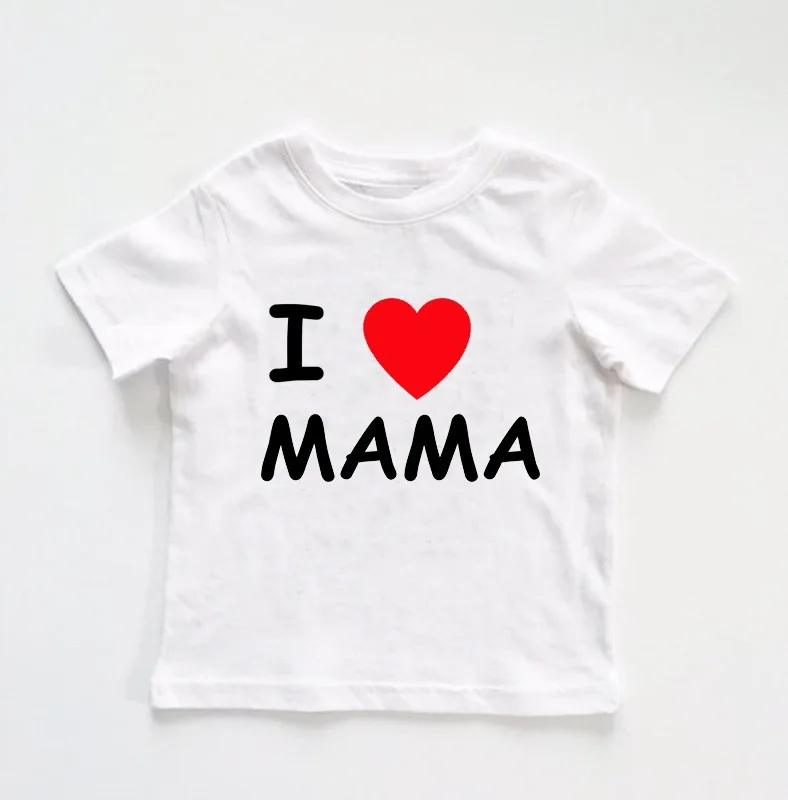 Футболка с принтом «I LOVE MAMA» Детская футболка с короткими рукавами и круглым вырезом, подарок на день рождения, KT-2029
