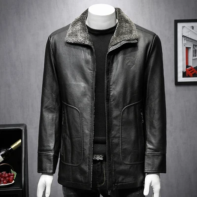 Brown Большой размер 8XL 7XL 6XL 5XL Толстая Мужская зимняя кожаная куртка плюс бархатная теплая Стильная красивая куртка A1816 - Color: Brown