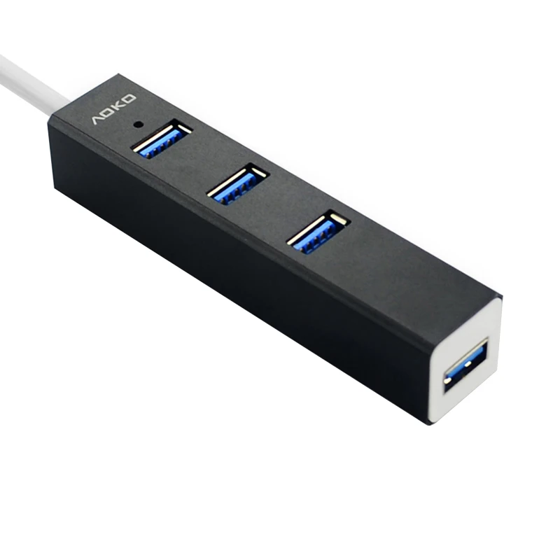 AOKO 4 порта USB3.0 концентратор с входным портом питания постоянного тока многоскоростной USB hub-разветвитель адаптер для компьютера ноутбука