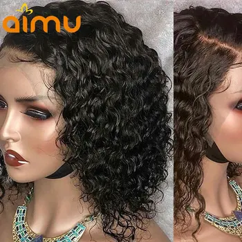 

Water Wave Short Bob Wig 13x4 Lace Front Human Hair Wigs For Black Women 4x4 Closure Pre Plucked Brazilian Remy 150 Density