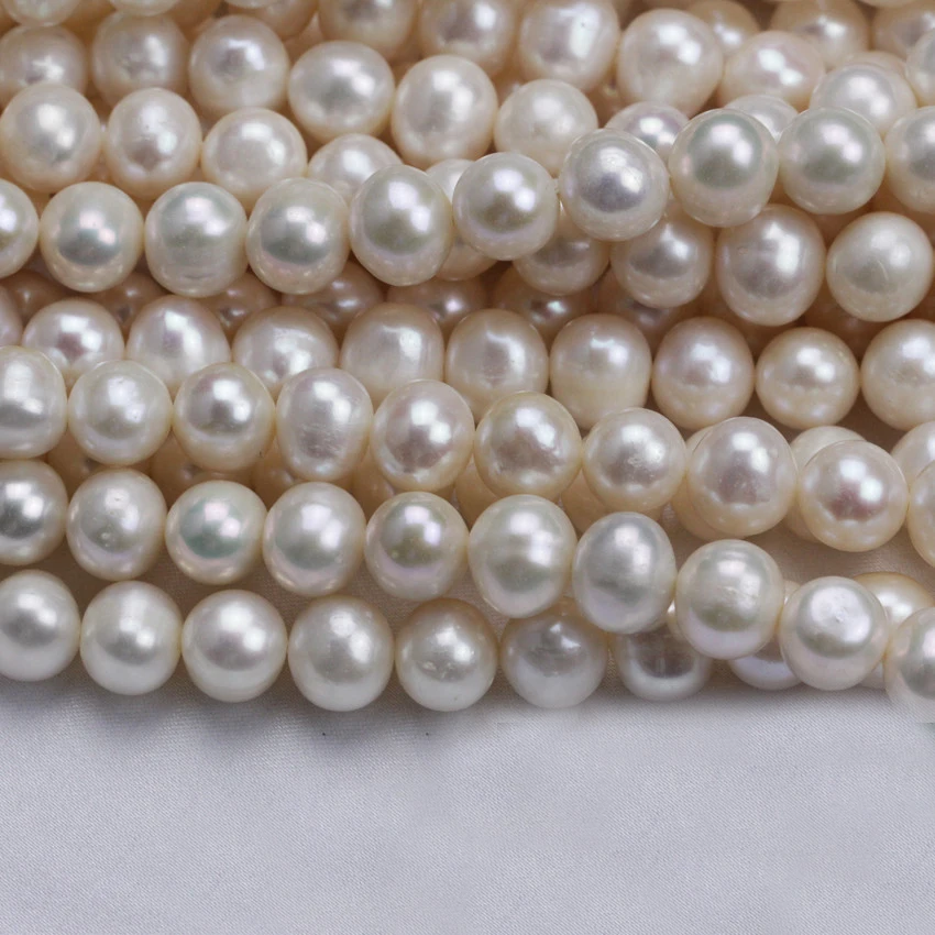 

Genuine wholesale 5strands 9mm AA- white off round white pearl strands loose beads women lady jewelry DIY