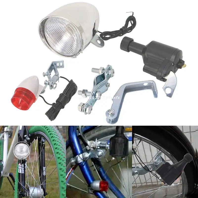Motorized Bike Bicycle Friction Dynamo Generator Head Tail Light Acessories Dropship | Спорт и развлечения