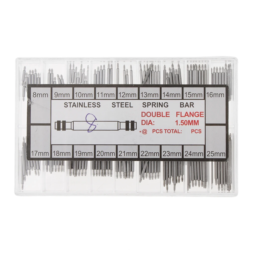 Stainless Steel 8-25mm Watch Band Spring Bars Strap Link Pins Repair Stainless Steel 8-25mm Watch Band Spring Bars Strap Link Pins Repair