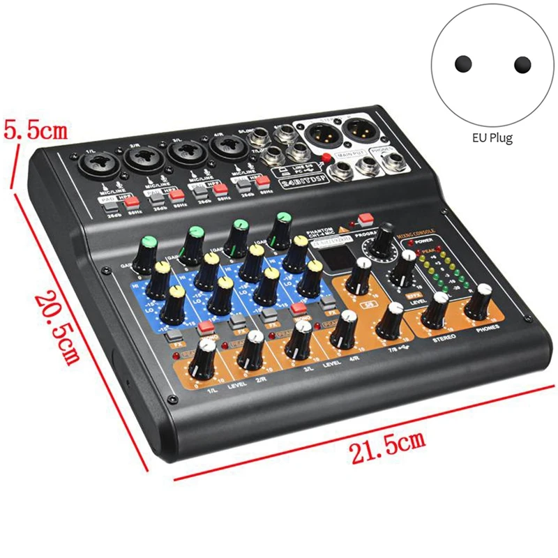 Мини Портативный микшер 8 канальный Профессиональный Live Studio Audio КТВ караоке-микшер 48В микшерный пульт для Семья KTV(штепсельная Вилка европейского стандарта