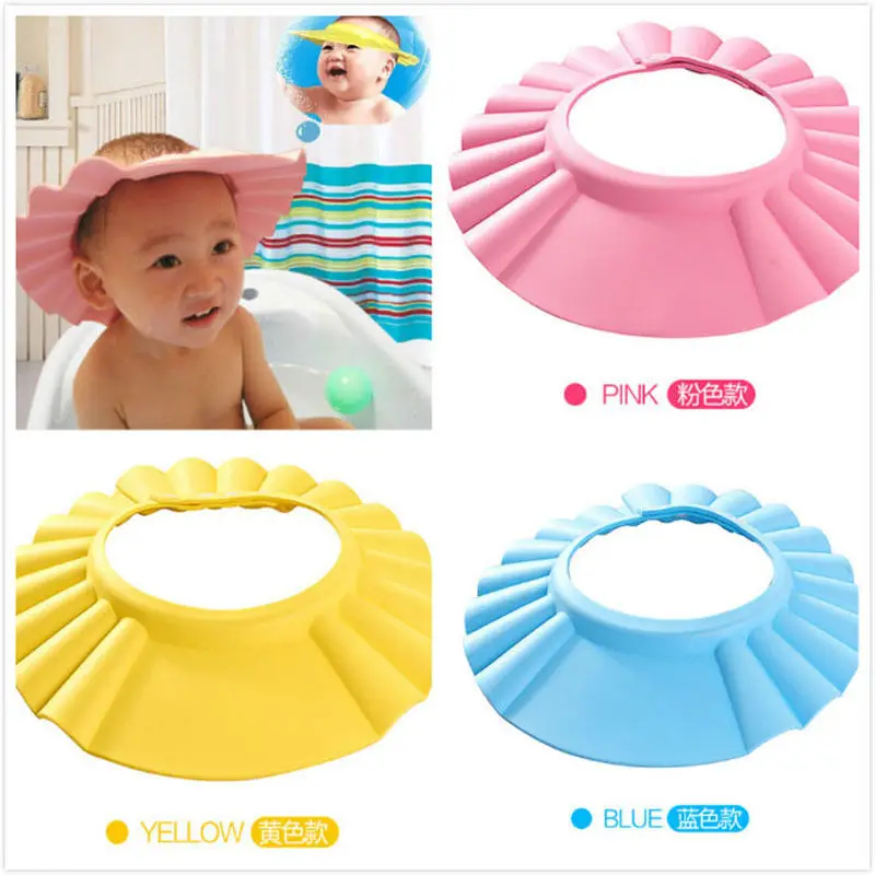

2020 Brand New Baby Children Kids Safe Shampoo Bath Bathing Shower Cap Hat Wash Hair Shield adjustable elastic Shampoo Cap