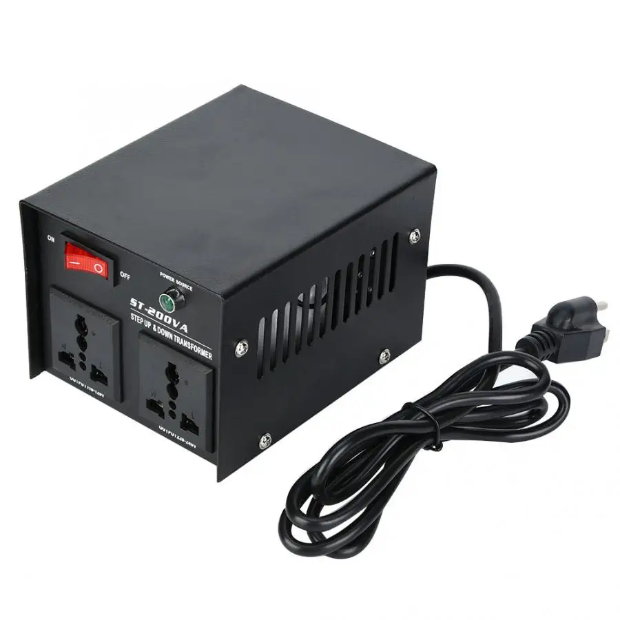 200W Напряжение конвертер с 2 шт. универсальные разъёмы 100V до 220V Мощность трансформатор ST-200VA штепсельная вилка американского стандарта Мощность