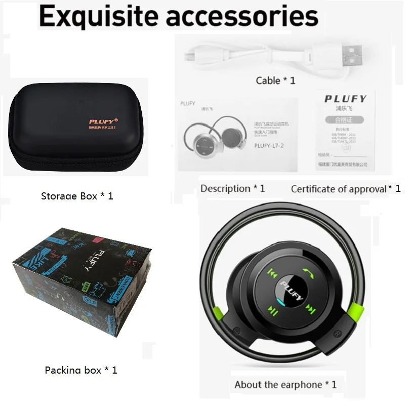 Plufy Bluetooth гарнитура беспроводные стерео наушники устойчивое спортивные наушники для iPhone 7 Android телефон L7