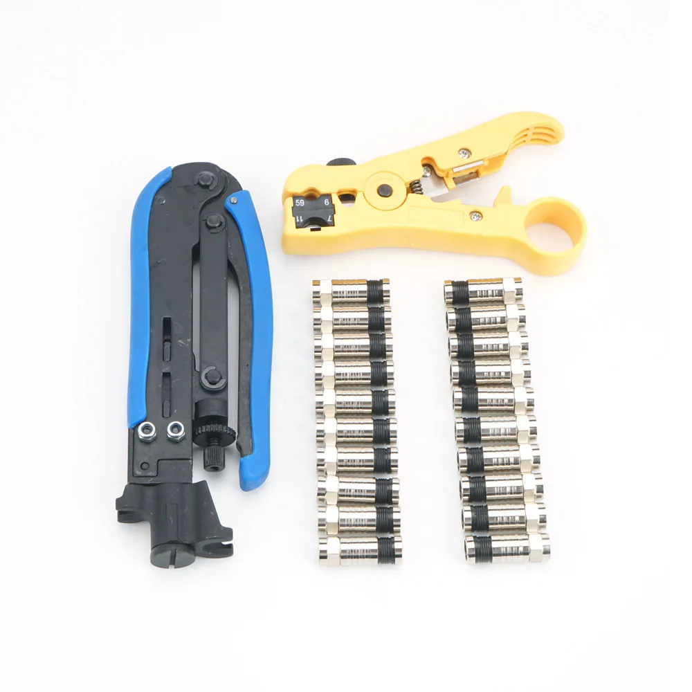 

Coaxial Cable Cold Pressure Clamp Rg6/59 Cable Tv Crimping Pliers Peel Line Clamp Group Combine Tool Suit