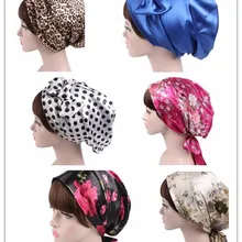 Мягкий Гладкий чистый шелк шапочка для сна обертывание ночной головной убор Твердые волосы прическа уход Чепчик для женщин дамы колпак для сна 8 цветов