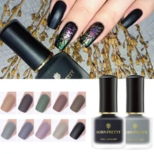 BORN PRETTY матовый лак для ногтей для рисования ногтей Черный Серый матирующий лак для ногтей блестки Micas дизайн ногтей 6 мл для самостоятельного маникюра