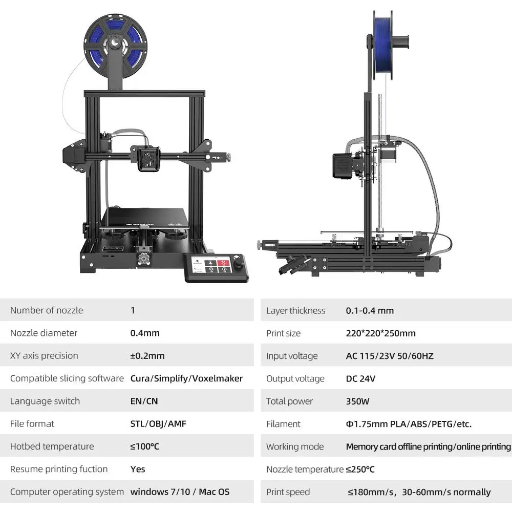 US $179.00 - 299.00 Voxelab Aquila DIY 3D Printer Kit Silent Mainboard Resume Printing Carborundum Glass Bed Large Size 3d Printer impresora 3d