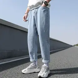 Pantalones vaqueros holgados para hombre, diseño Simple, alta calidad, cómodos, combinan con todo, para estudiantes, diario, informales, rectos