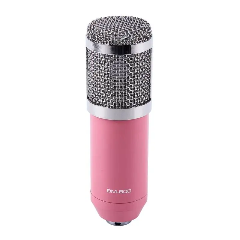 Pink Профессиональный BM-800 конденсаторный микрофон динамический микрофон звук аудио студия Запись микрофон с подставкой амортизатор - Цвет: Pink