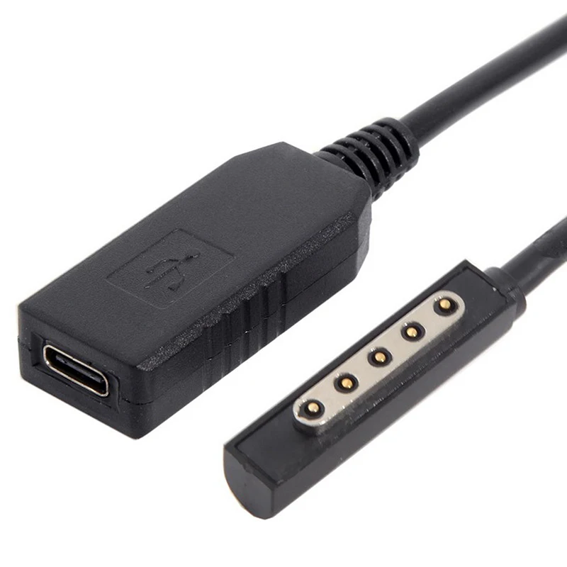 Тип C Usb 3,1 Usb-C Женский Dc 12V To Surface Pro 1 Pro 2 зарядное устройство адаптер преобразователь кабельного разъема черный