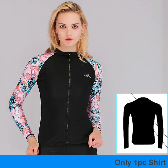 One Piece Shirt Женский Рашгард с длинным рукавом купальный костюм UPF 50+ Рашгард купальный костюм топ и низ всего тела два предмета сёрфинга Сноркелинг солнцезащитные костюмы - Цвет: One Piece Shirt