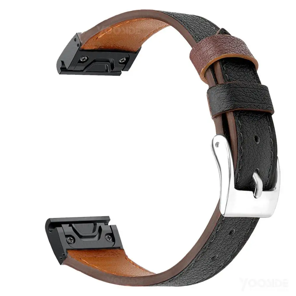 Fenix 6S кожаный женский браслет 20 мм QuickFit классический ремешок из натуральной кожи для часов Garmin Fenix 5S/Fenix 5S Plus - Цвет: Black