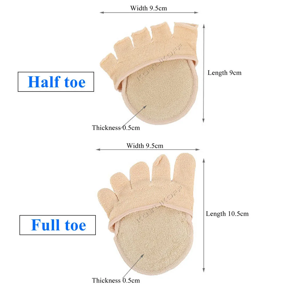 KOTLIKOFF Cotton Half Insoles Pads Foot Care Insoles Forefoot Pain Relief Massaging Metatarsal Toe Support Pads Forefoot