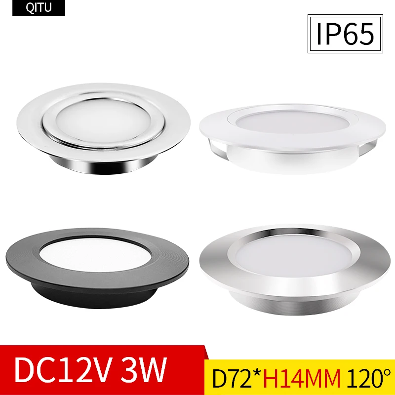 LED 12V ดาวน์ไลท์ IP65 กันน้ํารถห้องน้ําเพดาน ultra-thin 24V ตู้ฝัง 3W ตู้โชว์ MINI Spotlight 1