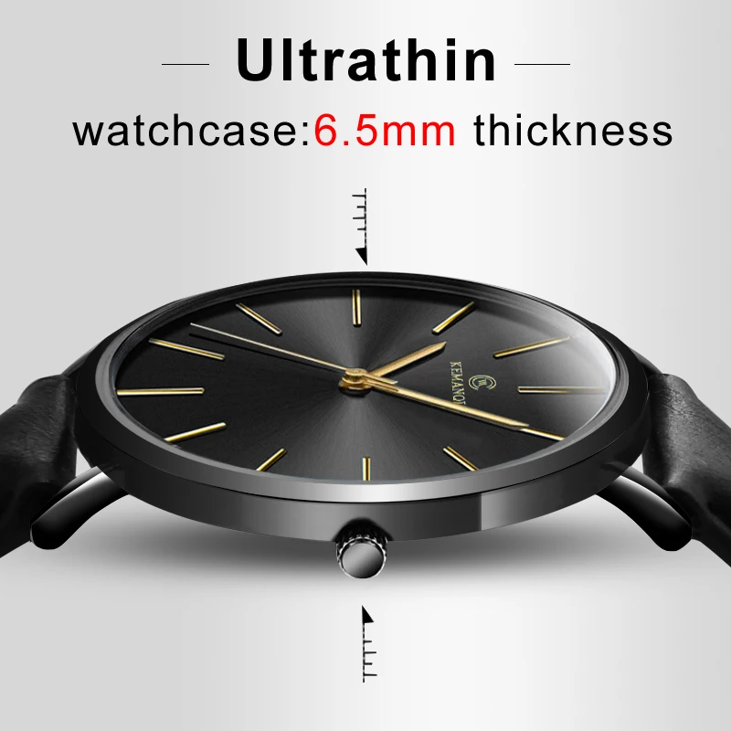

Luxury Watch Men's Fashion 6.5mm Ultra-thin Dial Business Watches Men Black Bracele Quartz WristWatches Male Clock reloj hombre