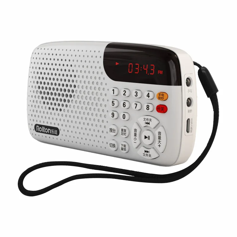 Rolton W105 УФ версия карты динамик светодиодный дисплей мини стерео тон USB и TF радио старое утро Упражнение пение машина - Цвет: Белый
