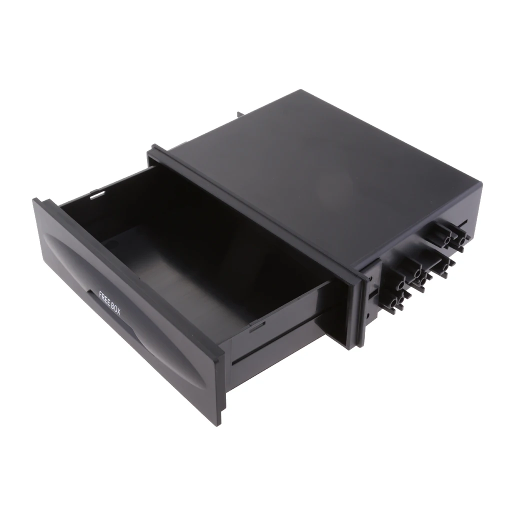 Black Universal Single Din Pocket Kit Car Storage Drawer Box Replacement