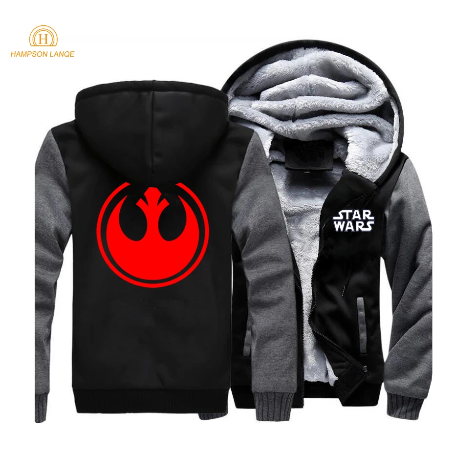 Теплая Толстая флисовая мужская зимняя куртка Звездные войны пальто Rebel Alliance черные толстовки куртки спортивный костюм спортивная одежда пальто