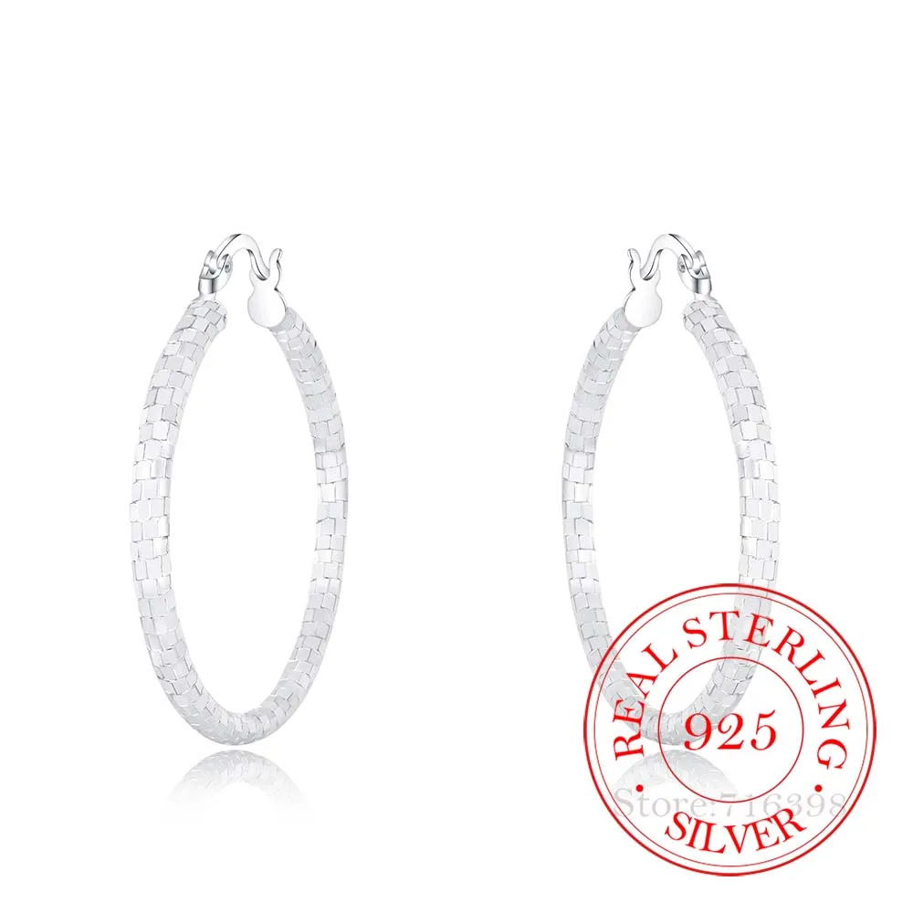 100925 Sterling Silver Hoop Earrings Korean Big Circle Fashion Vintage