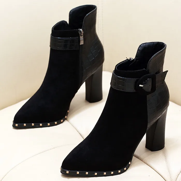 New Fashion Classic Casual Work Office Sexy Women Boots Thick High Heel