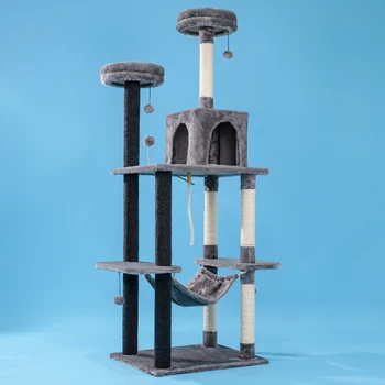 

Cat Tree Tower Furniture Kitten Playhouse Sisal Covered Scratching Posts Perches Platforms Ladders