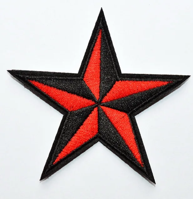 

(5 pcs) New ! Patch patches embroidered iron on backpack red star nautical black biker ( about 8.8 * 8.8 cm)