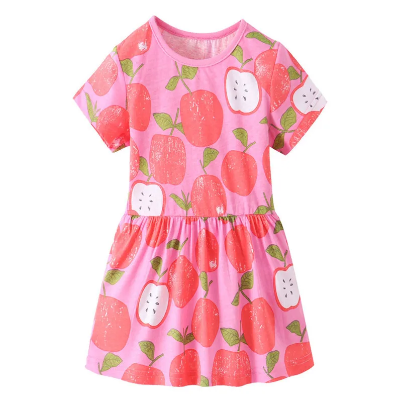 Детское летнее вечерние с коротким рукавом принтом яблока | Детская одежда и