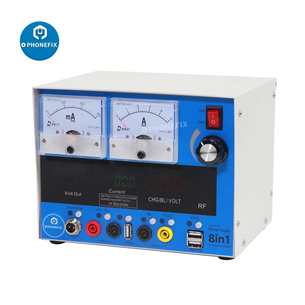 

PHONEFIX 8 in 1 Adjustable Regulated Laboratory DC Power Supply High Precision Charging Current Meter Pulse Voltage Test Repair