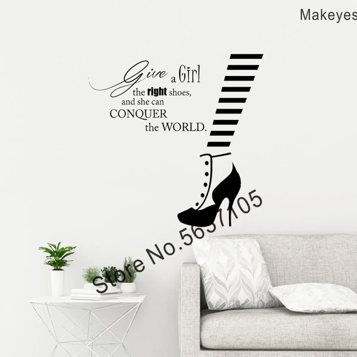 Makeyes Fashion Salon Wall Stickers Girls Saying Words Decals Store Decoration Vinyl Decor High Heel Woman Beauty Q299 | Дом и сад