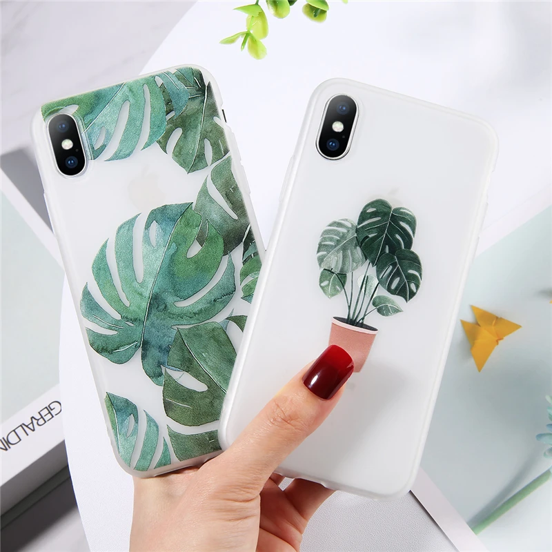 

Moskado Banana Leaf Matte Phone Case For iPhone 6 6s 7 8 Plus X XS XR XS Max 5 5S SE Soft Silicone TPU Back Case Cover Shells