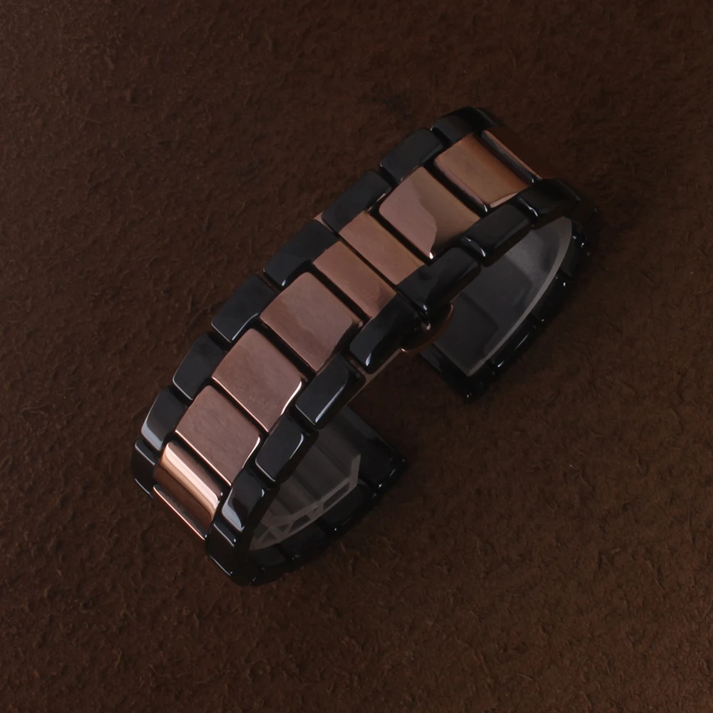18 мм 20 мм 22 мм керамический ремешок для умных часов samsung часы Galaxy покрытие цвет золотистый кулончик высокого качества керамические ремни - Цвет ремешка: Black with Rosegold
