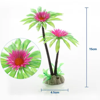 

2pcs Aquarium Plants Fish Tank Decoration Artificial Plastic Grass Lotus Landscaping Ornament Background Aquatic Accessories