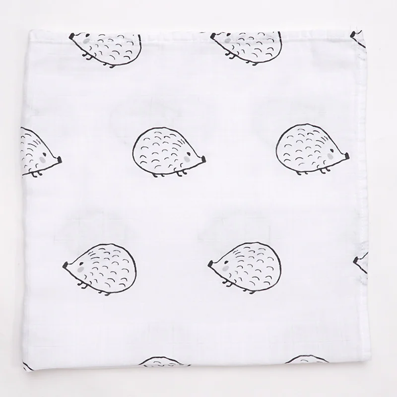 hedgehog 60*60 бамбуковый хлопковый детский нагрудник, одеяло, мягкий мультяшный животный принт, для новорожденных, шарф, носовой платок, многофункциональная оберточная одежда, одежда - Цвет: hedgehog