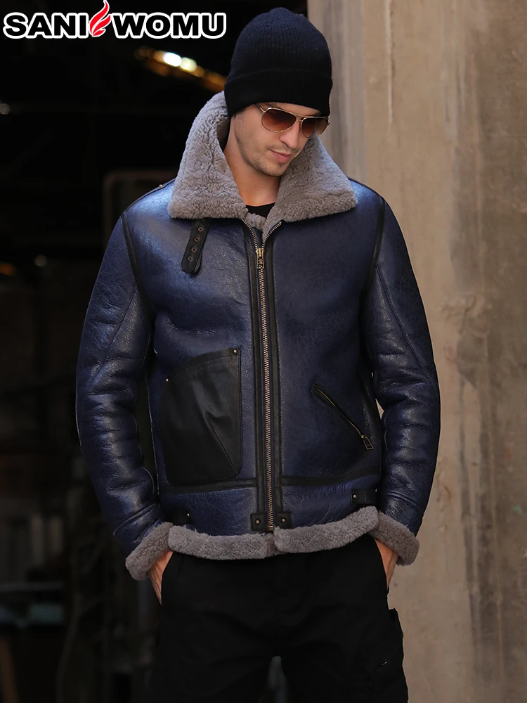 Sani autumn and winter original ecological fur male jacket short slim warm genuine leather coat  sheepskin fur coat