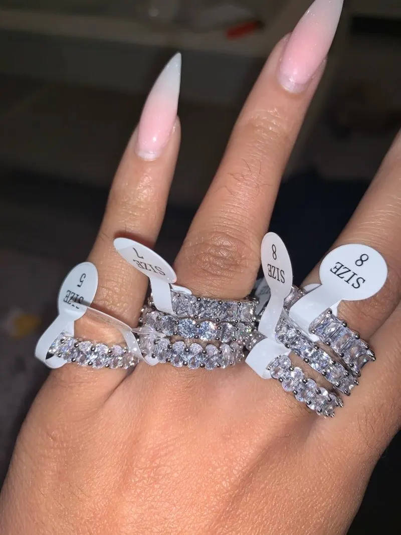 9 Styles Handmade Promise Band ring 925 Sterling silver AAAAA cz Engagement Wedding Band Rings For Women Men Fashion Jewelry silver rings silver ring wedding rings