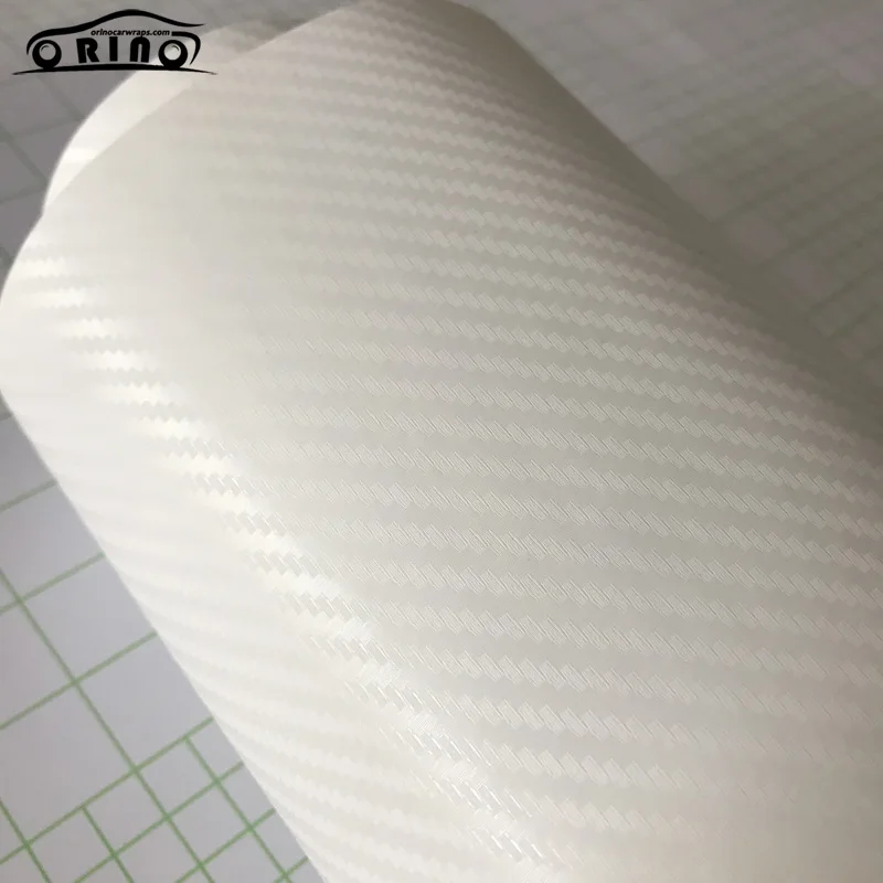 White 3D Carbon Fiber Vinyl Film Wrap-1