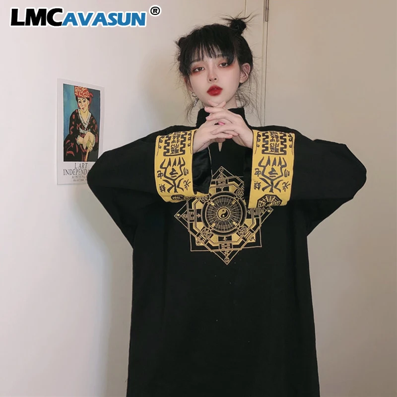 LMCAVASUN Женская флисовая толстовка средней длины Династия Тан Ретро Водолазка пуловер толстовки осень зима толстый джемпер
