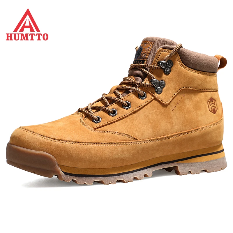 

Humtto Brand Fashion High-top Men Shoes Genuine Leather Winter Platform Ankle Boots for Mens Non-slip Work Safety Sneakers Man