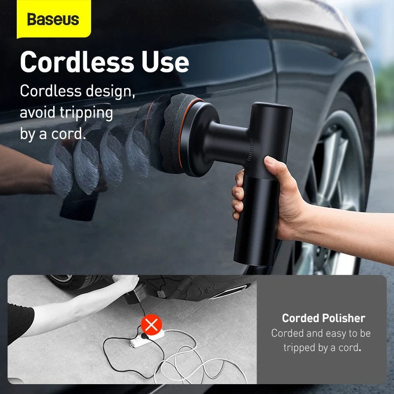 Baseus Car Polisher Machine Wireless Electric Polishing Wax Tool Adjustable Speed Cordless Auto Polish Waxing Machine