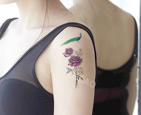 30pcs Temporary Tatoo Stickers Rose Flower Fake Tattoo Sticker Butterfly Fish Waterproof Flash Tatto Tatouage For Girl Women