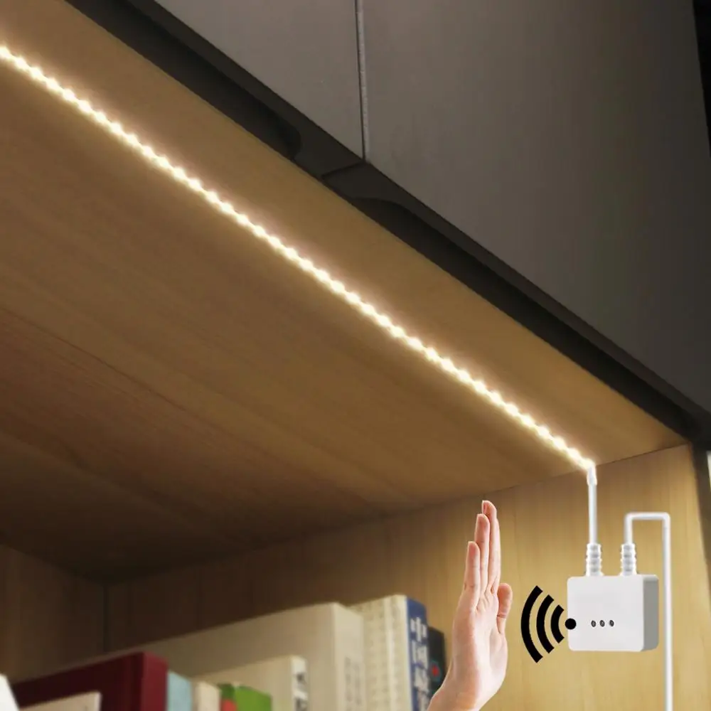 Ручной развертки сенсор светодиодный светильник спальня лампа датчик движения свет для кухни Catbinet шкаф cozinha с регулируемой яркостью