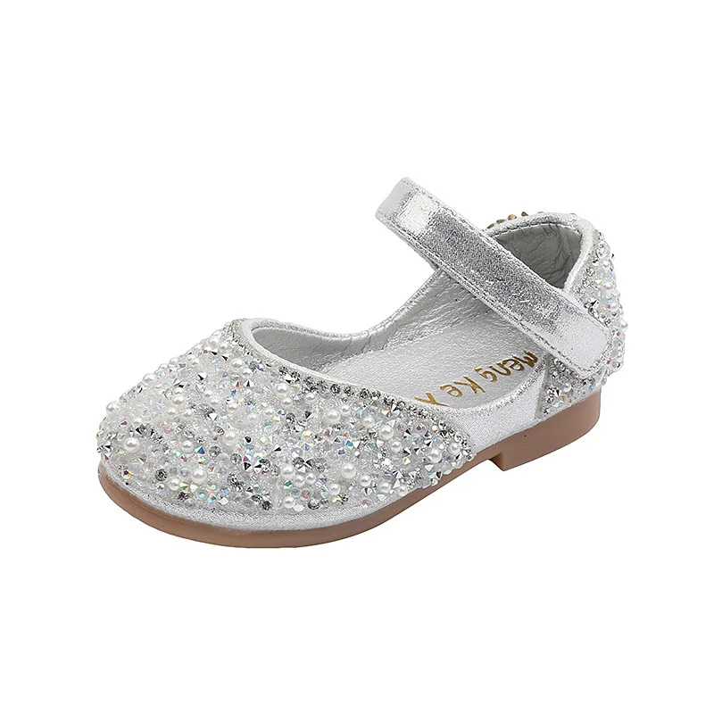 Girls' Small Leather Shoes 2023 Summer Pearl Bow Rhinestone Princess Shoes Soft Children Sandals Baby Toddler Girl Shoes G06