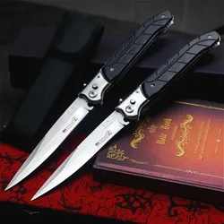 Dehong – couteau de poche pliant à manche noir ABS, ustensile d'extérieur à bord pliable rapide pour la maison, couteau de chasse, couteau à outils 