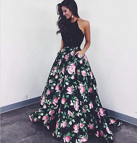

handmade beaded Prom Dress Modest Beautiful Black Long Prom Dress