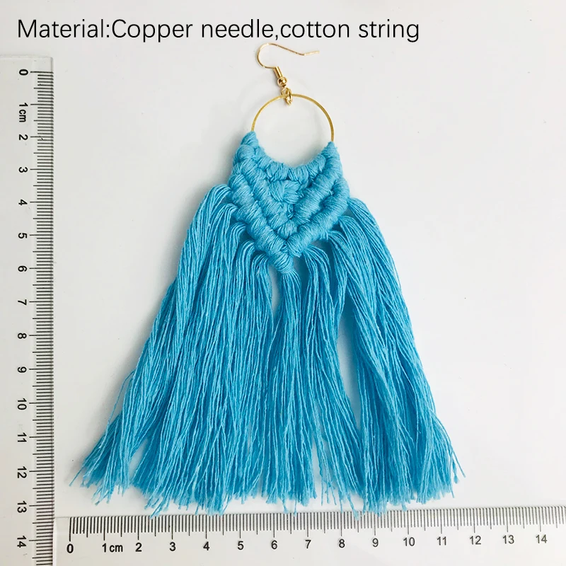 Cpop Elegant Fashion Handmade Weave Macrame Earring Wedding Jewelry Ethnic Feather Fringe Tassel Earrings Hot Bridesmaid Gifts
